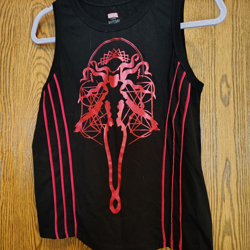 Marvel Black Tank Top with Red Abstract Design